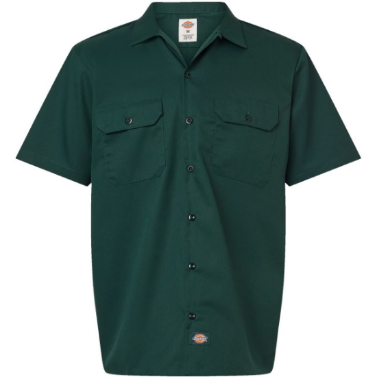 Custom Mens Short Sleeve Work Shirt Hunter Green