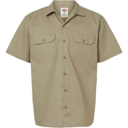 Custom Mens Tall Short Sleeve Work Shirt Khaki