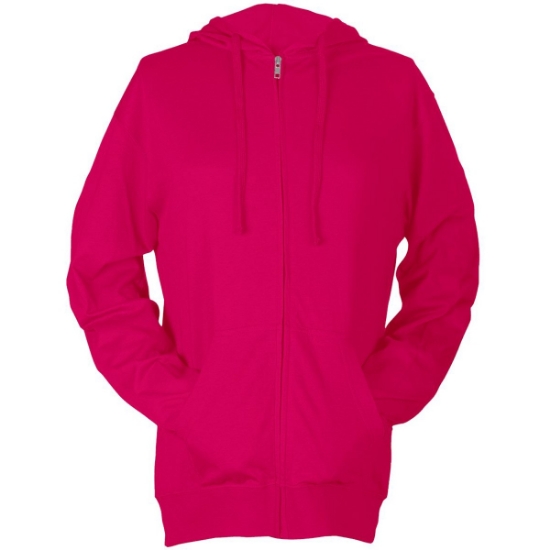 Custom Unisex Beach Full-Zip Hooded Long Sleeve T-Shirt Heliconia