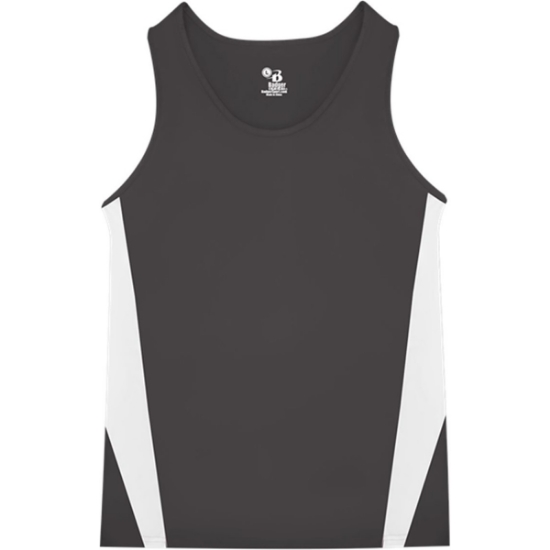 Custom Youth Stride Singlet Graphite/ White