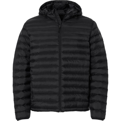 Custom Mens Lightweight Poly-filled Hooded Puffer Jacket Black