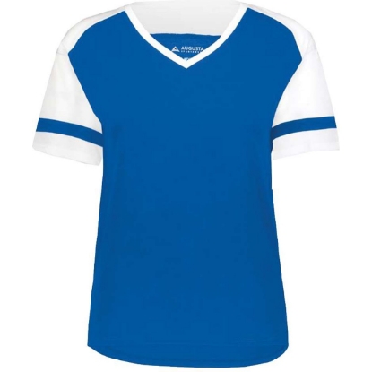 Custom Womens Triblend Fanatic 2.0 V-Neck T-Shirt Royal/ White