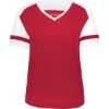 Custom Womens Triblend Fanatic 2.0 V-Neck T-Shirt Scarlet/ White