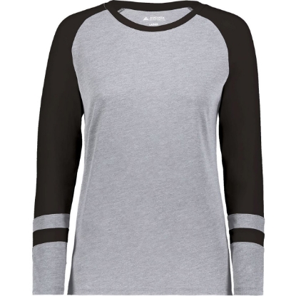 Custom Womens Triblend Fanatic 2.0 Long Sleeve T-Shirt Grey Heather/ Black