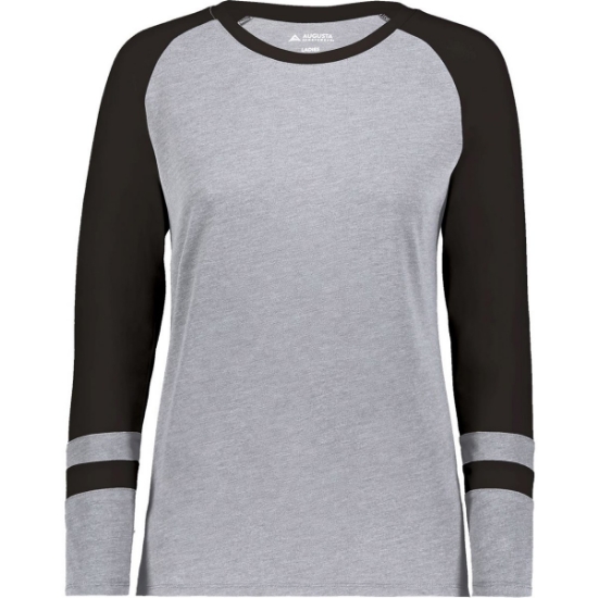 Custom Womens Triblend Fanatic 2.0 Long Sleeve T-Shirt Grey Heather/ Black