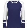 Custom Womens Triblend Fanatic 2.0 Long Sleeve T-Shirt Navy/ White