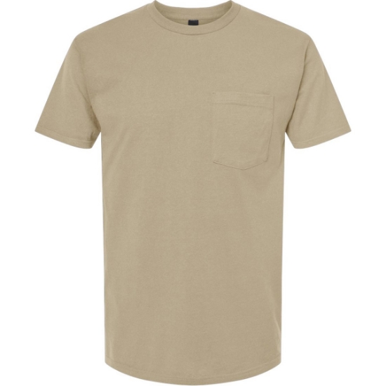 Custom Unisex Heavyweight Jersey Pocket T-Shirt Sand