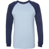 Custom Mens Long Sleeve Jersey Baseball Tee Baby Blue/ Navy