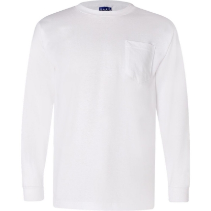 Custom Unisex Union-Made Long Sleeve Pocket T-Shirt White