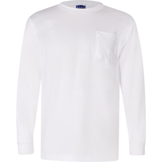 Custom Unisex Union-Made Long Sleeve Pocket T-Shirt White