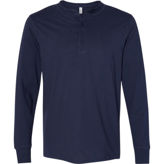 Custom Mens Jersey Henley Navy