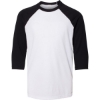 Custom Youth Three-Quarter Sleeve Baseball Tee White/ Black