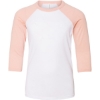 Custom Youth Three-Quarter Sleeve Baseball Tee White/ Heather Peach