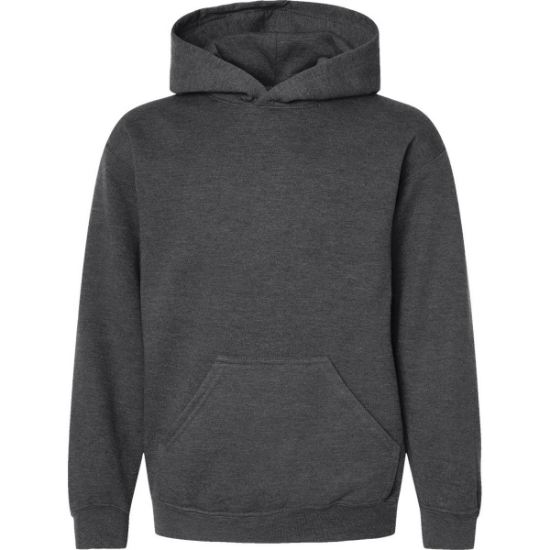 Custom Youth Hooded Sweatshirt Heather Charcoal