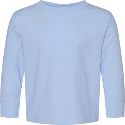 Custom Toddler Cotton Jersey Long Sleeve Tee Light Blue