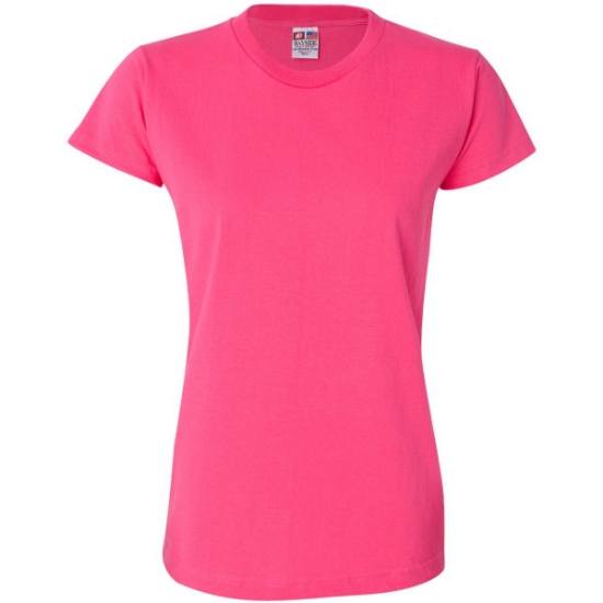 Custom Womens USA-Made T-Shirt Bright Pink