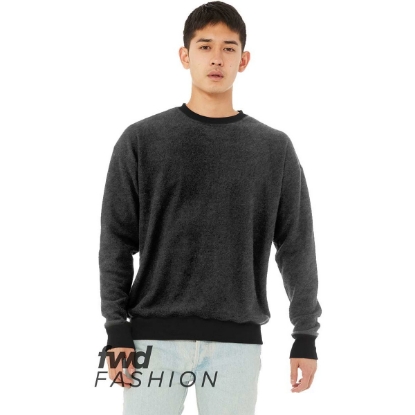 Custom Unisex FWD Fashion Sueded Drop Shoulder Crewneck Sweatshirt Black Heather