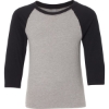 Custom Youth CVC Three-Quarter Sleeve Raglan T-Shirt Black Sleeves/ Dark Heather Grey Body