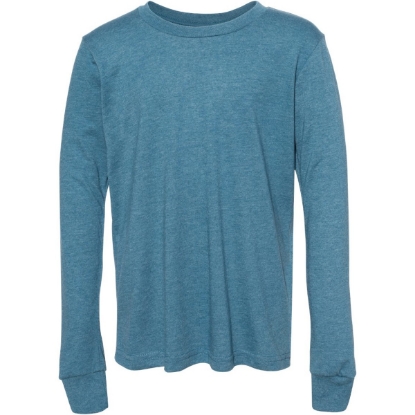 Custom Youth Heather CVC Long Sleeve Tee Heather Deep Teal