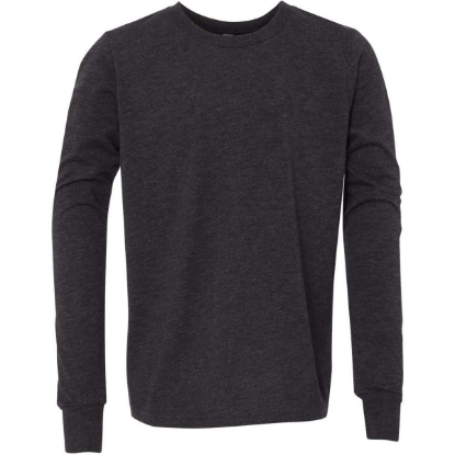 Custom Youth Triblend Long Sleeve Tee Charcoal Black Triblend