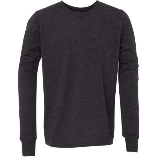 Custom Youth Triblend Long Sleeve Tee Charcoal Black Triblend
