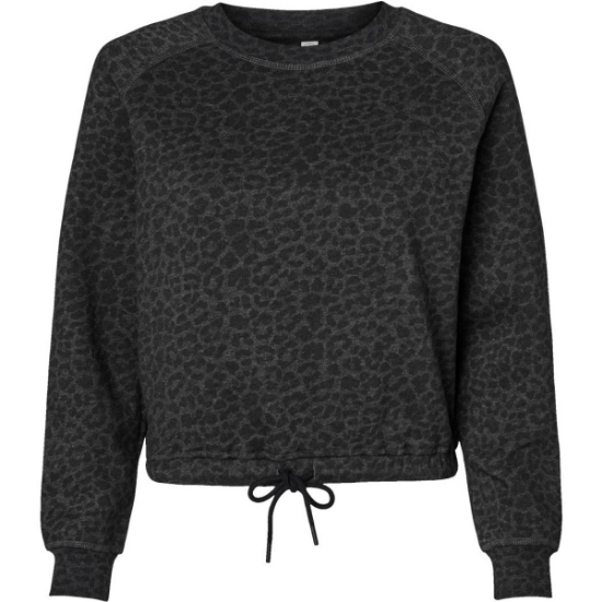 Custom Womens Relaxed Boxy Crewneck Sweatshirt Black Leopard