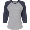 Custom Womens Baseball Fine Jersey Three-Quarter Sleeve Tee Vintage Heather/ Vintage Navy
