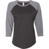 Custom Womens Baseball Fine Jersey Three-Quarter Sleeve Tee Vintage Smoke/ Granite Heather