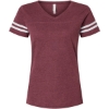 Custom Womens Football V-Neck Fine Jersey Tee Vintage Burgundy/ White