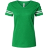 Custom Womens Football V-Neck Fine Jersey Tee Vintage Green/ White