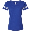 Custom Womens Football V-Neck Fine Jersey Tee Vintage Royal/ White