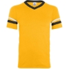 Custom V-Neck Jersey with Striped Sleeves Gold/ Black/ White