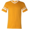 Custom V-Neck Jersey with Striped Sleeves Gold/ White