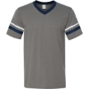 Custom V-Neck Jersey with Striped Sleeves Graphite/ Navy/ White