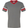 Custom V-Neck Jersey with Striped Sleeves Graphite/ Red/ White