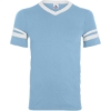 Custom V-Neck Jersey with Striped Sleeves Light Blue/ White