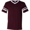 Custom V-Neck Jersey with Striped Sleeves Maroon/ White