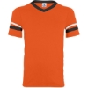 Custom V-Neck Jersey with Striped Sleeves Orange/ Black/ White