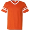 Custom V-Neck Jersey with Striped Sleeves Orange/ White