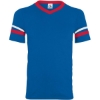 Custom V-Neck Jersey with Striped Sleeves Royal/ Red/ White