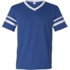 Custom V-Neck Jersey with Striped Sleeves Royal/ White