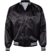 Custom Unisex Satin Baseball Jacket Striped Trim Black/ White
