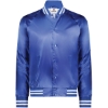 Custom Unisex Satin Baseball Jacket Striped Trim Royal/ White