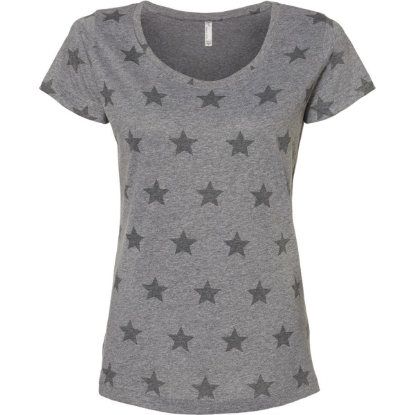 Custom Womens Star Print Scoop Neck Tee Granite Heather Star