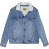 Custom Unisex Sherpa-Lined Denim Jacket Light Denim/ Off White
