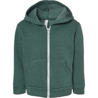 Custom Toddler Sponge Fleece Full-Zip Hoodie Sweatshirt Heather Forest