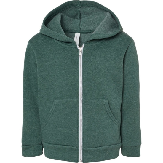 Custom Toddler Sponge Fleece Full-Zip Hoodie Sweatshirt Heather Forest