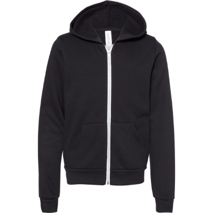 Custom Youth Sponge Fleece Full-Zip Hoodie Sweatshirt Black