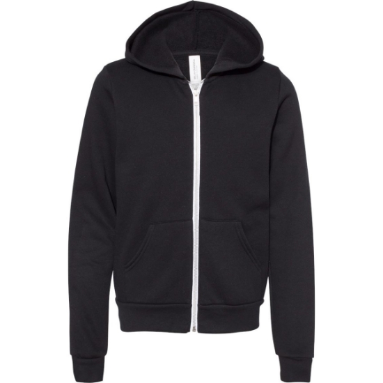 Custom Youth Sponge Fleece Full-Zip Hoodie Sweatshirt Black