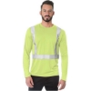 Custom Mens USA-Made Hi-Visibility Long Sleeve Performance T-Shirt Lime Green